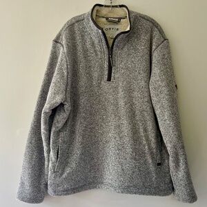 Orvis Fully Sherpa Lined 1/4 Zip front Pullover Light Grey Heather Outer Size XL
